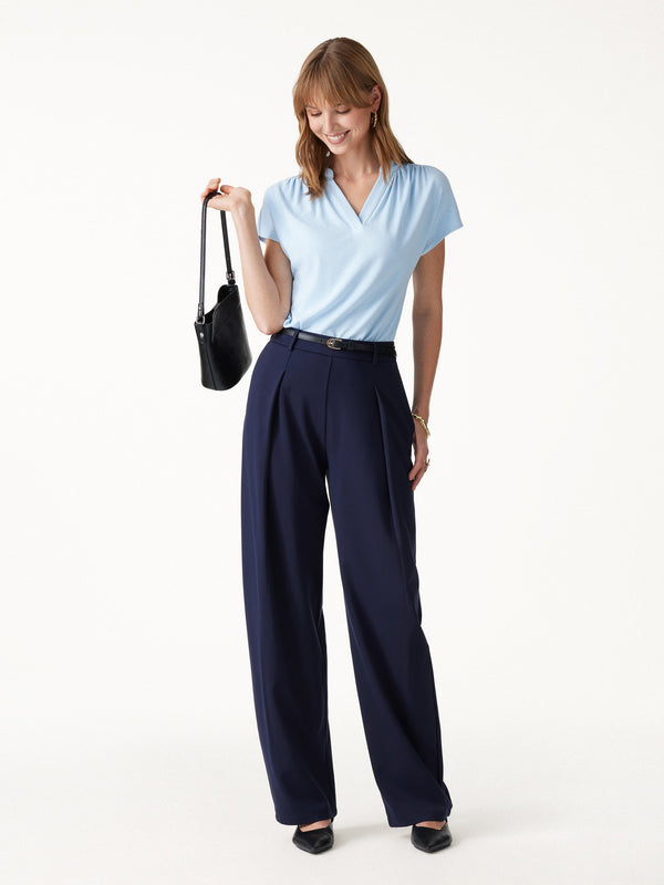 OGLmove Eco-Mousse® Collared V-Neck Short Sleeve Top