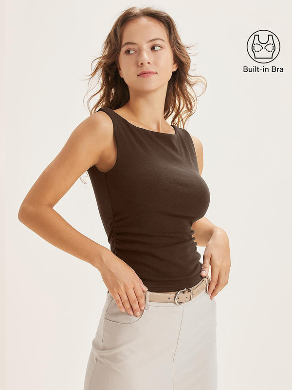 OGLmove Boat Neck Bra Tank Top Espresso XS