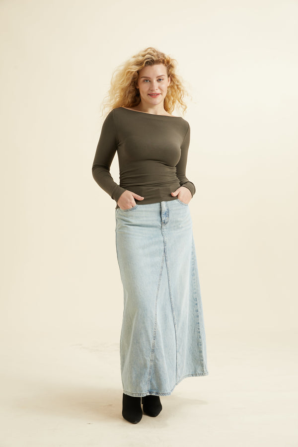 OGLmove Modern Side Ruched Boatneck Brami Top