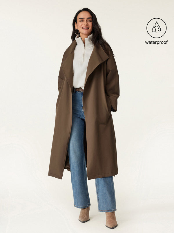 OGLmove Waterproof Belted Trench Coat Ash XXS