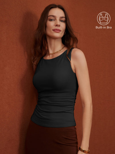 OGLmove Boat Neck Bra Tank Black XS