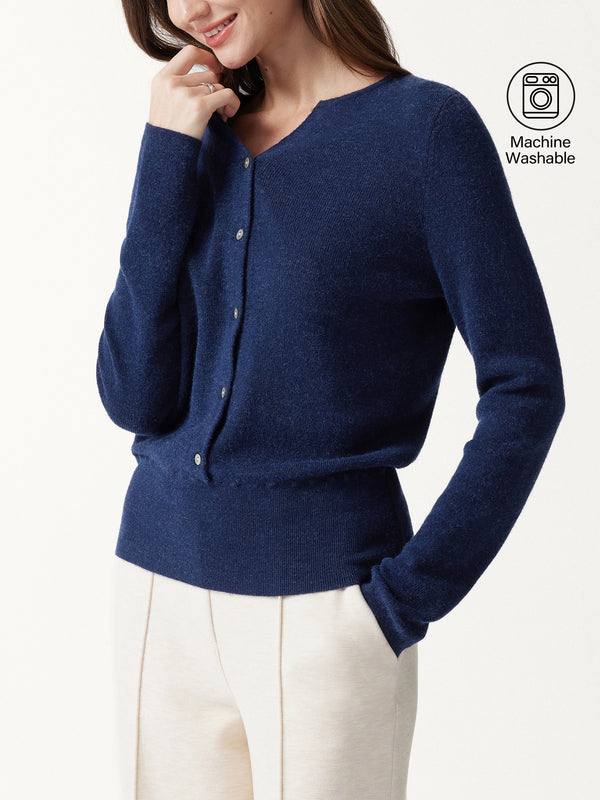 OGLmove Merino Blend V-Neck Long Sleeve Half-Placket Sweater Indigo Navy XS