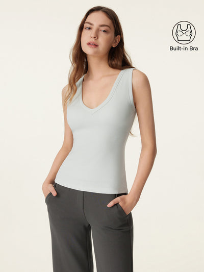 OGLmove V-neck Cotton New Airy Bra Tank Pale Azure XS