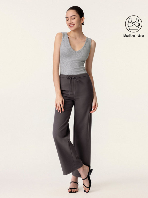 OGLmove 2Pcs Set V-neck Bra Tank & Tapered Pant