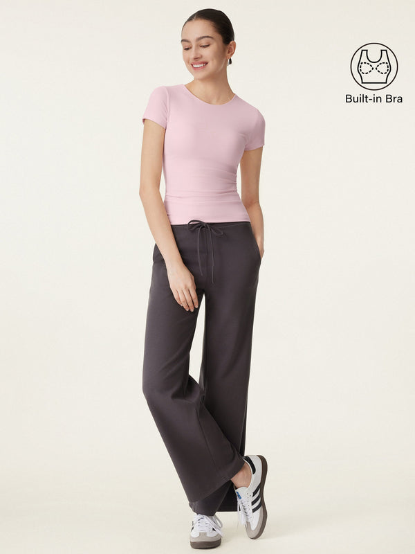 OGLmove Crewneck Slimming Short Sleeve New Airy Bra Top