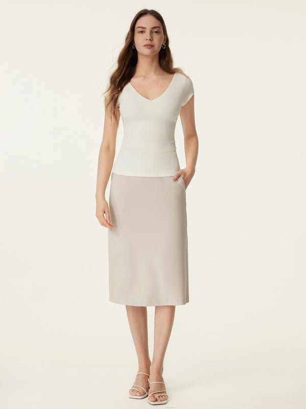OGLmove A-line Midi Skirt with Pockets