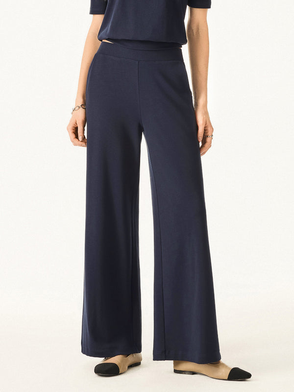 OGLmove Lyocell Wool Mid Rise Wide Leg Pull-on Pant with Pockets Smoky Navy XS