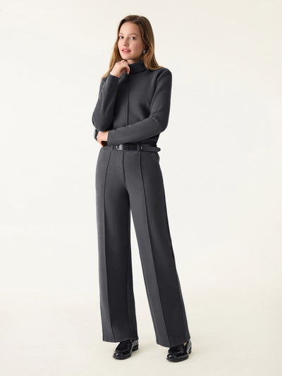 2-delige set FuzzLuxe coltrui & rechte broek met hoge taille