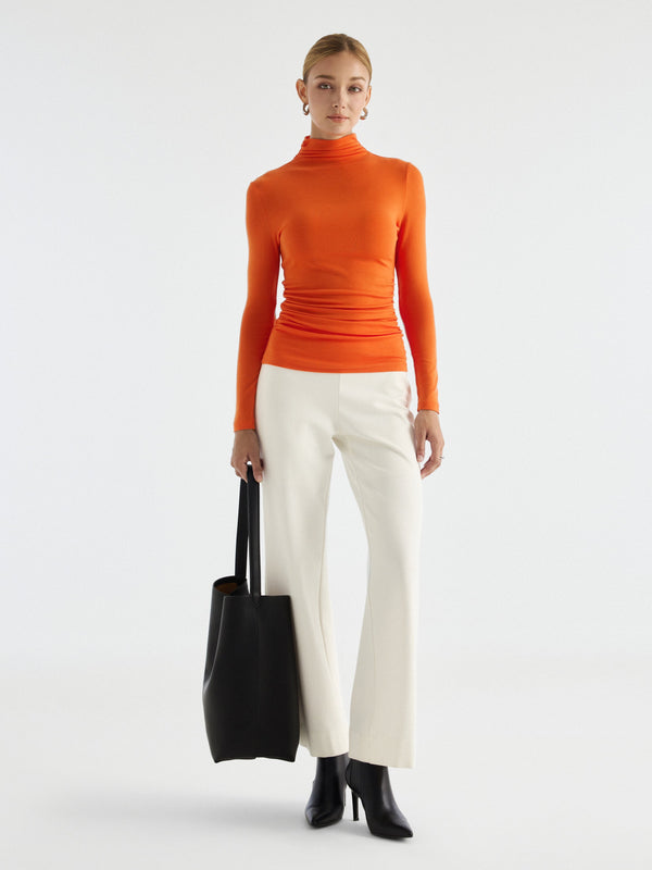 OGLmove LiteWarm Cashmere Blend Turtleneck Long Sleeve Ruched Top