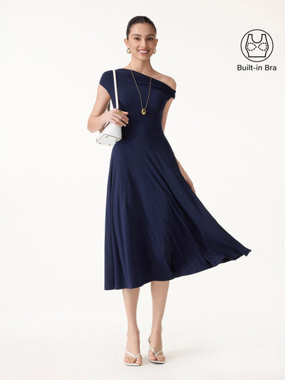 OGLmove SkinKiss Multi-Wear Midi Bra Dress with Pockets Midnight Navy XS
