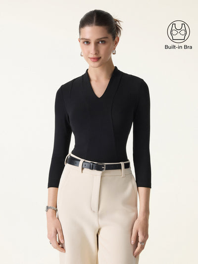 Cotton Lyocell V-Neck 3/4 Sleeve Brami