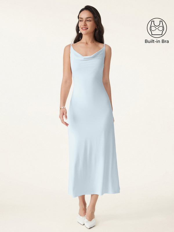 OGLmove Effortless Vacay Cowl Neck Midi Bra Dress Sky Glass XS