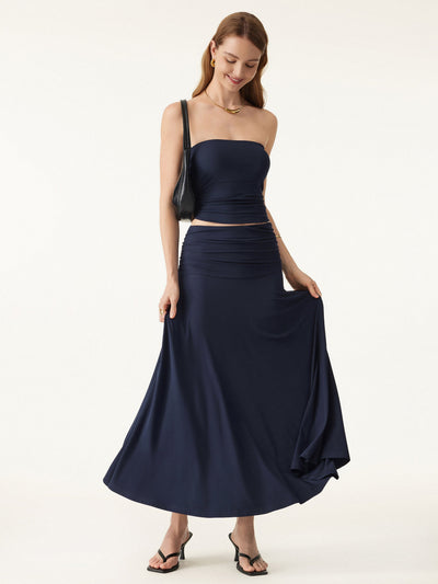Ultrasoft Mid Rise A-Linien geraffter Maxi-Rock