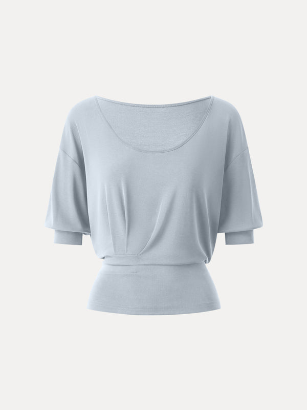 OGLmove Scoop Neck Short Sleeve Tucked Tee Smoke Blue XS