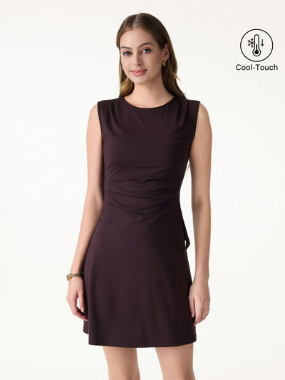 OGLmove Effortless Wide Shoulder Tucked Asymmetrical Hem Sleeveless Top Purple Gloam XS