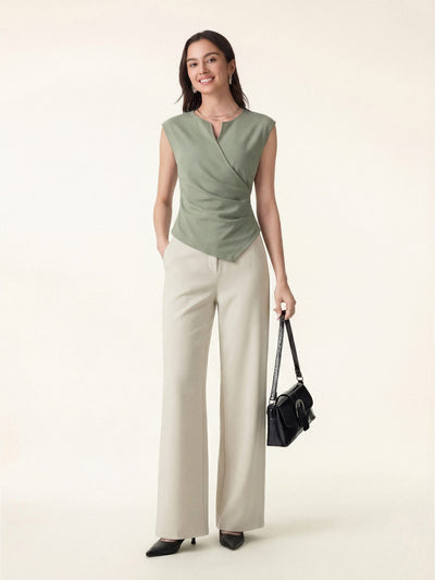 OGLmove 2Pcs Set Tucked Angled Tank & Mid Rise Wide Leg Trousers Laurel Green/Morning Mist XS