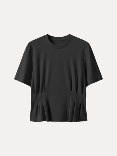 T-shirt met ronde hals, korte mouwen en getailleerde taille