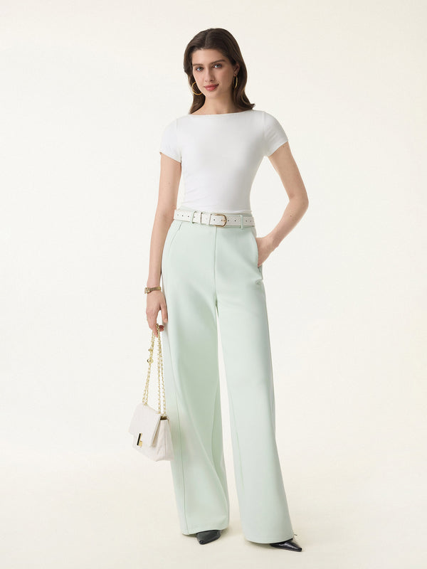 Stretch Cotton Blend Slimming High Rise Wide Leg Pants Regular Ambrosia