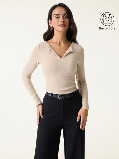 Reggiseno a fascia con scollo a V e arricciatura laterale con aletta