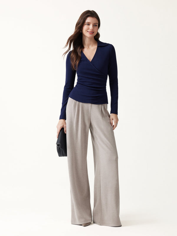 OGLmove LiteWarm Lapel Long Sleeve Side-Tuck Top