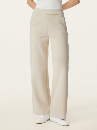 Pantalon droit à taille moyenne texturé à enfiler avec poches