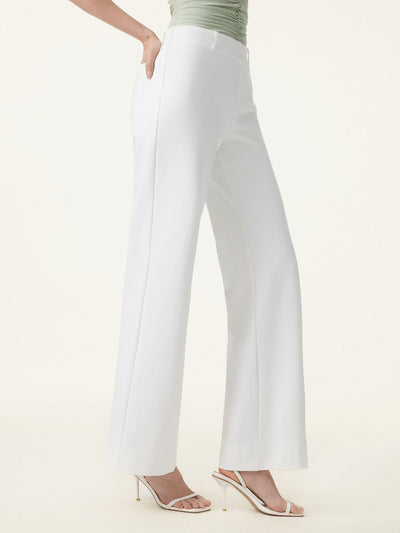 OGLmove Not-See-Thru Drapey Mid Rise Wide Leg Pull-on Pant with Pockets Regular White