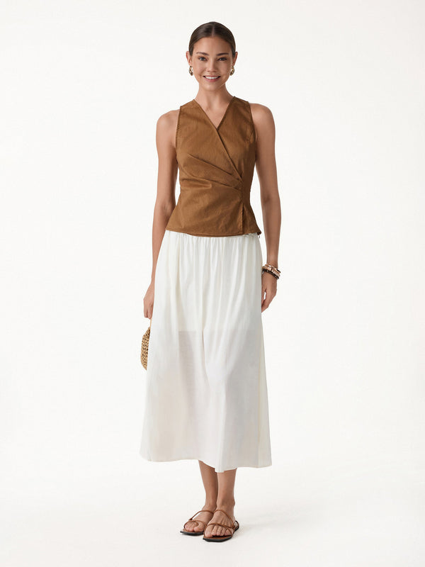 OGLmove Linen Blend Surplice Top with Side Twist
