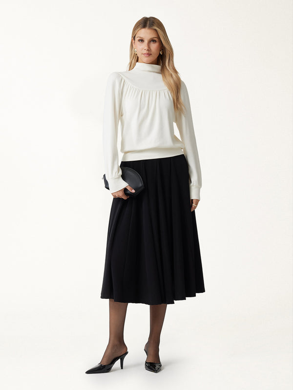 OGLmove ProWarm Mock Neck Ruched Banded Hem Top