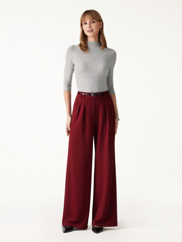 OGLmove Lyocell-Wool Knit Mock Neck 3/4 Sleeve Bra Top