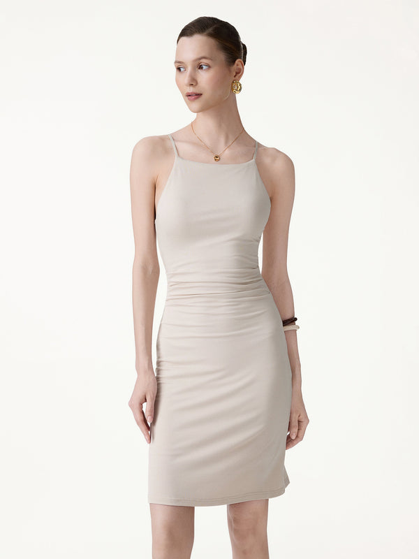 OGLmove CoolTouch A-Line Rcuhed Mini Bra Dress