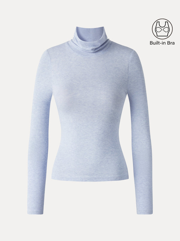 OGLmove Lyocell-Wool Mock Neck Long Sleeve Bra Top