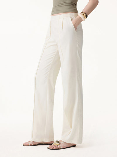 OGLmove Lyocell-Linen Pintuck Wide Leg Vacay Pant Regular Eggnog