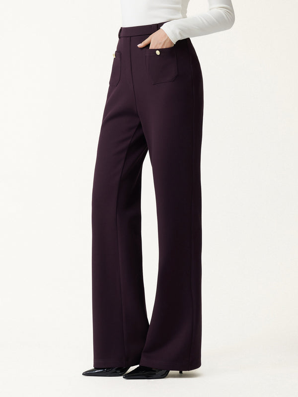 OGLmove Bamboo-Blend Mid-Rise Flared Pants with Pockets