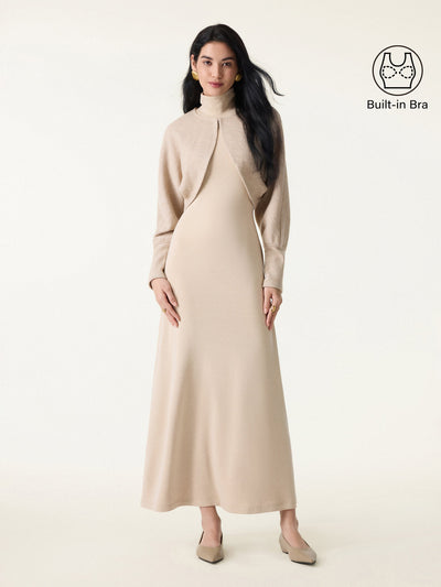 ProWarm ærmeløs turtleneck Brami-kjole med cardigan