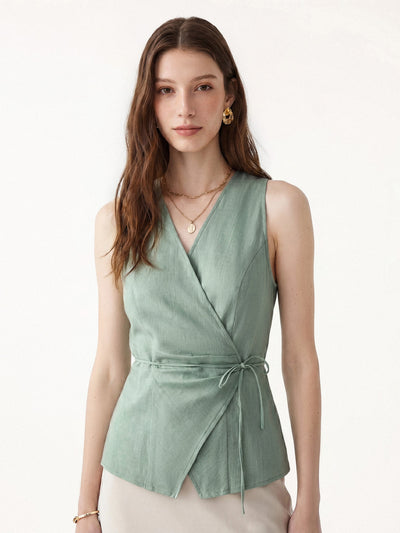OGLmove Wrap Top with Self-Tie Dusky Mint Green XS