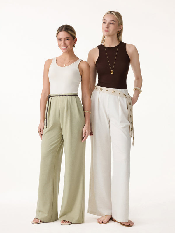 OGLmove Linen Wide Flare Pant with Pockets