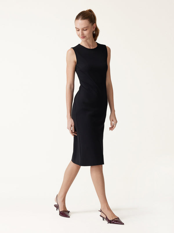 OGLmove Ponte Round Neck Column Midi Dress Pure Black XXS