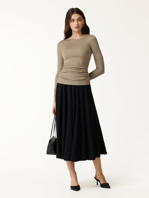 OGLmove Round Neck Long Sleeve Ruched Top