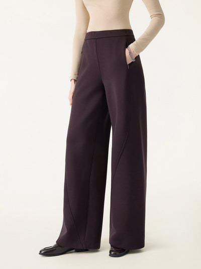 DoubleWarm hoge taille broek met wijde pijpen en zakken