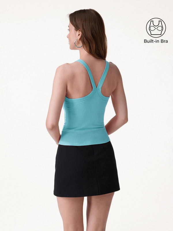 OGLmove CoolTouch Scoop Neck Racer Back Brami Iced Aqua Blue XS