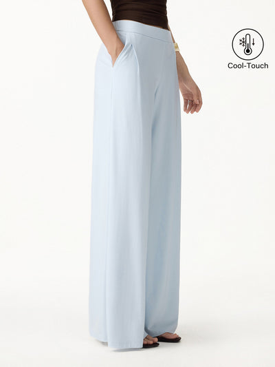 OGLmove CoolTouch Ponte Mid Rise Wide Leg Pants with Pockets Regular Blue Air