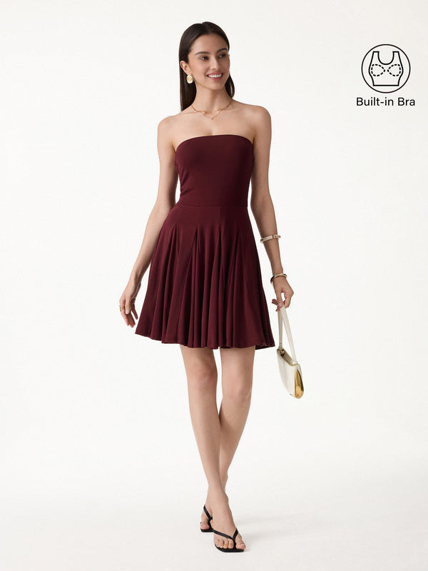 OGLmove Bandeau Godet Circle Flare Mini Bra Dress