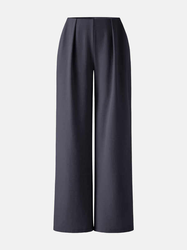 OGLmove Linen Wide Flare Pant with Pockets Regular Black Navy