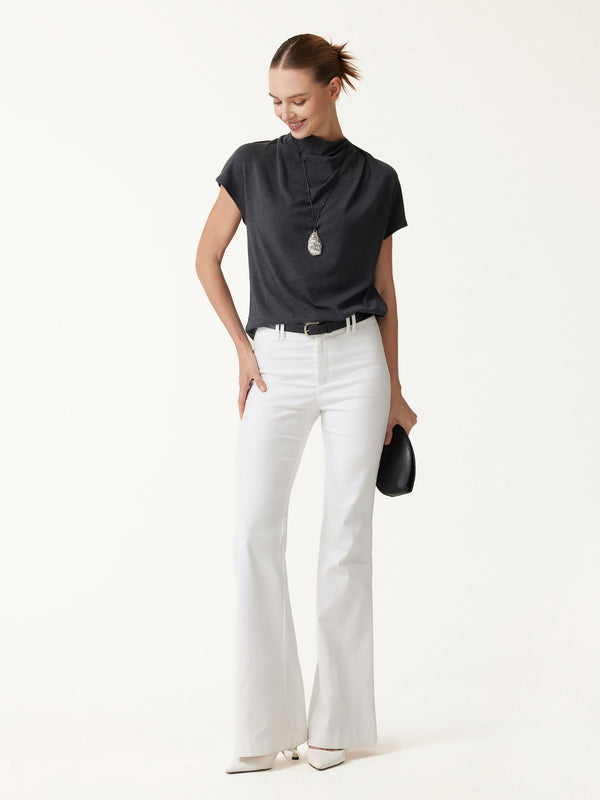 OGLmove Draped Mock Neck Cap Sleeve Top