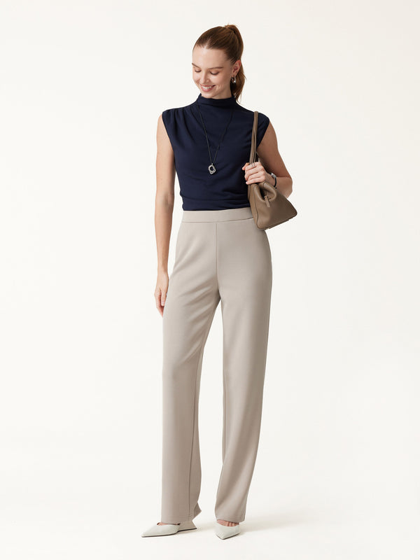 OGLmove MaxWarm Modal Stretch Fleece High-Rise Straight-Leg Pants with Pockets Rock Thunder Grey XXS