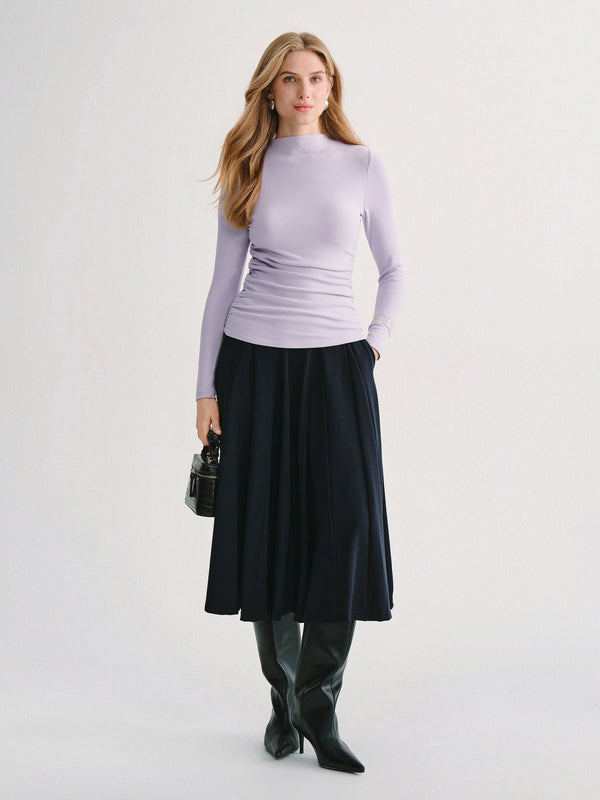 OGLmove Eco-Mousse® Mock Neck Long Sleeve Ruched Bra Top