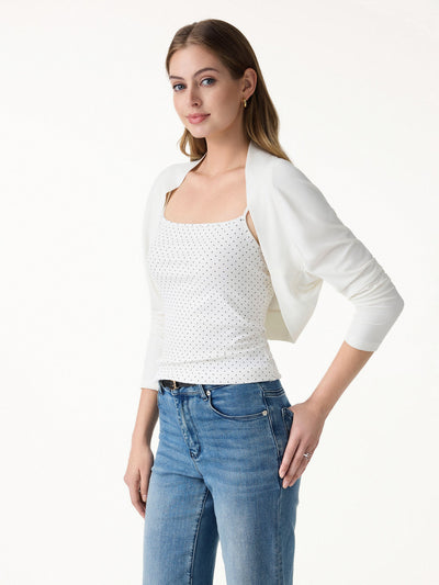 OGLmove Bamboo Blend Breathable Summer Cropped Shrug Cardigan White XS
