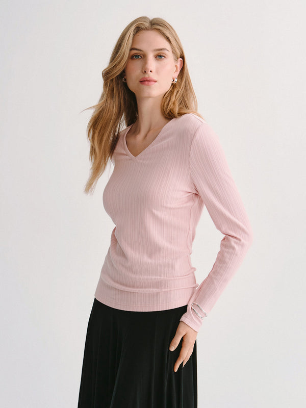 OGLmove ProWarm Cotton-Viscose V-Neck Long Sleeve Top Light Pink XXS