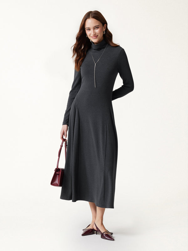OGLmove ProWarm Turtleneck Tucked Built-In Bra 3.0 Midi Dress with Pockets