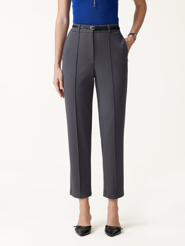 OGLmove Modal Blend Ponte High-Rise Ankled Slim-Straight Pants with Pockets